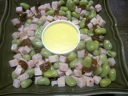 recette Salade de fèves et dés de jambon.