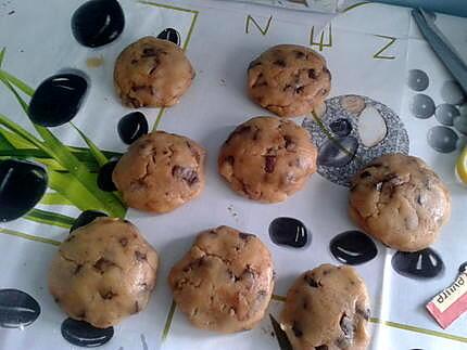 recette Cookies au pépites de chocolat et son coeur de nutella
