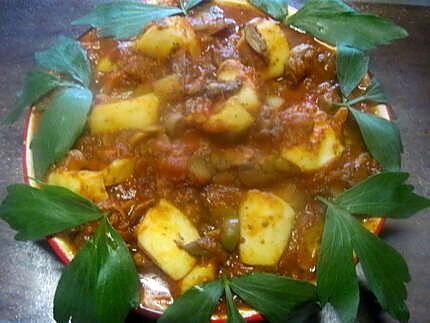 recette Blanc d'encornet aux champignons en sauce, accompagner de polenta.