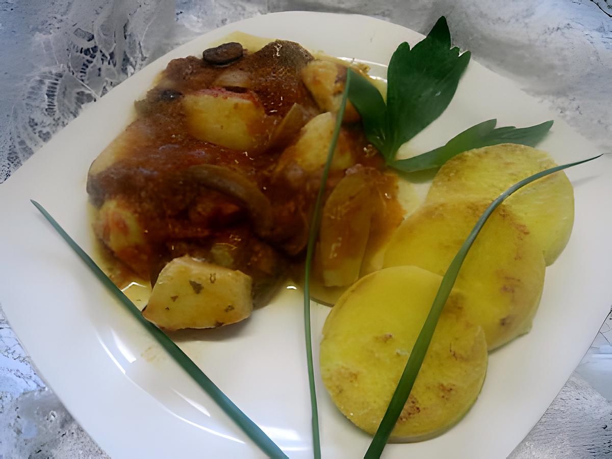 recette Blanc d'encornet aux champignons en sauce, accompagner de polenta.