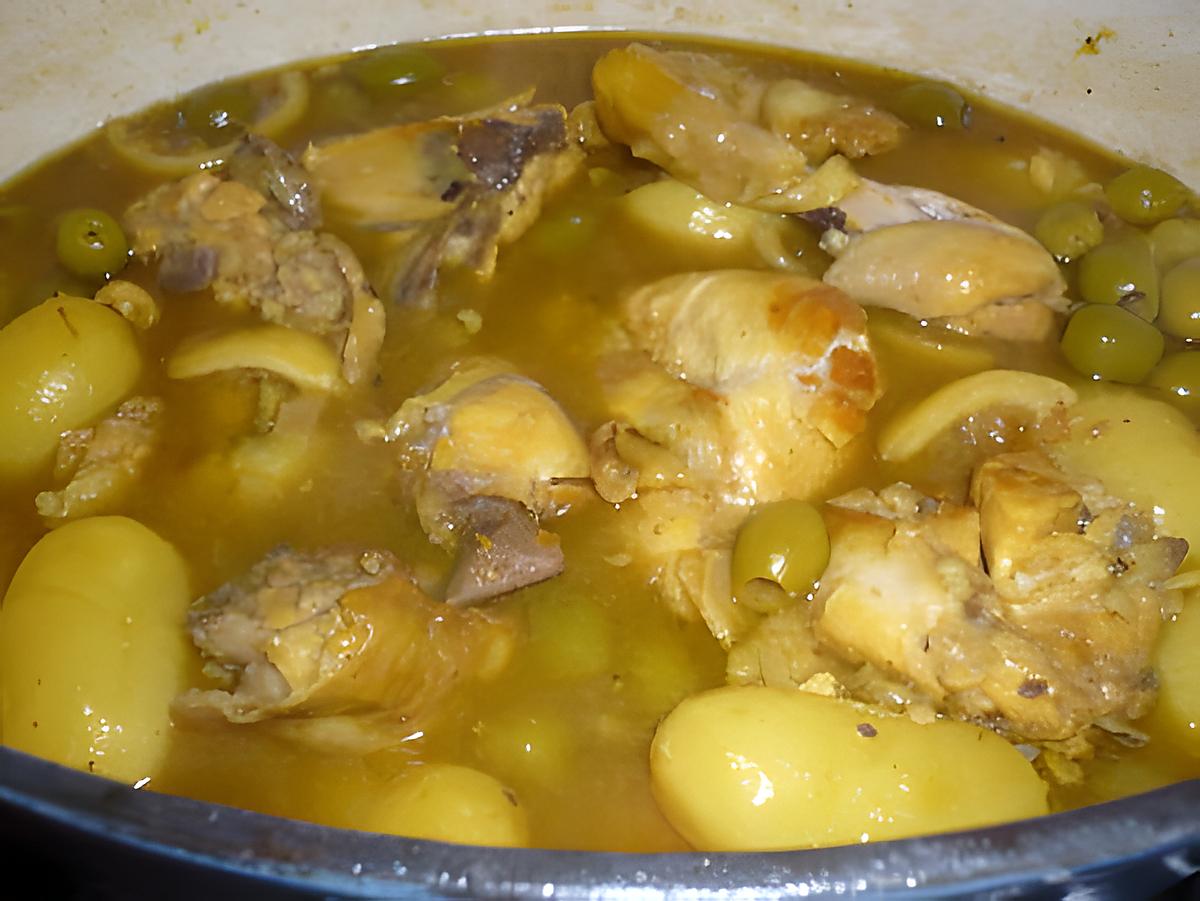 recette Tajine poulet/citrons/Ps de terre/olives