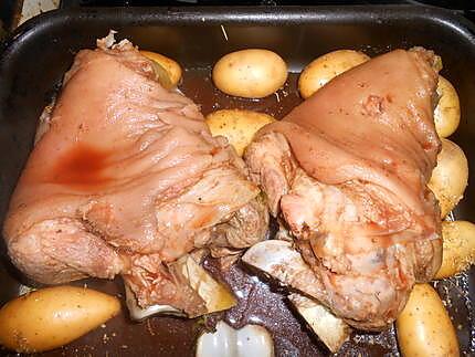 recette Jarret de porc au banyuls et ses petites pommes de terre