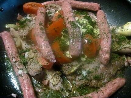 recette Manchons et cuisses de canard. saucisses de porc aux flageolets.