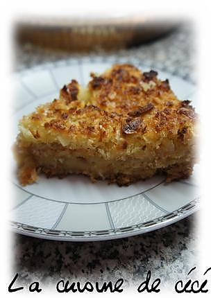 recette gâteaux moelleux aux pommes râpées et son croustillant de noix de coco et amandes.