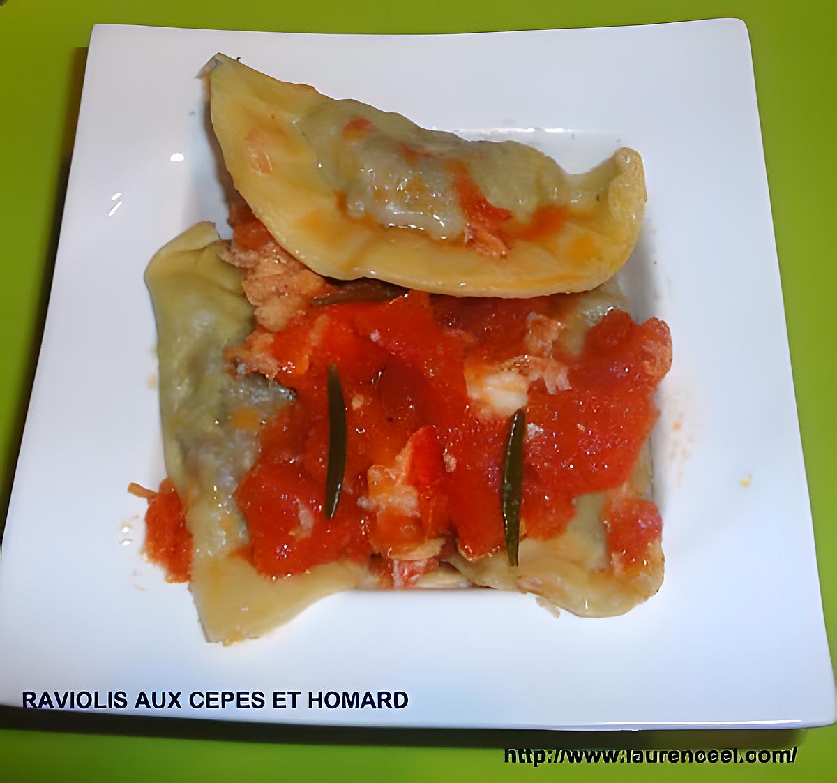 recette RAVIOLIS AUX CEPES ET HOMARD