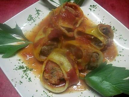 recette Pâtes Italienne Lumaconi farcies de viande.