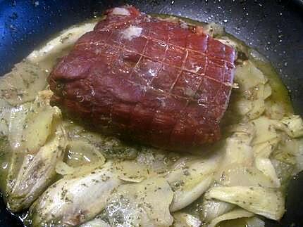 recette Kassler de porc aux endives et p de terre au WOK.