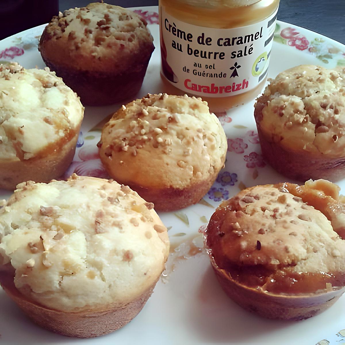 recette Muffins à la crème au caramel beurre salé et pralin