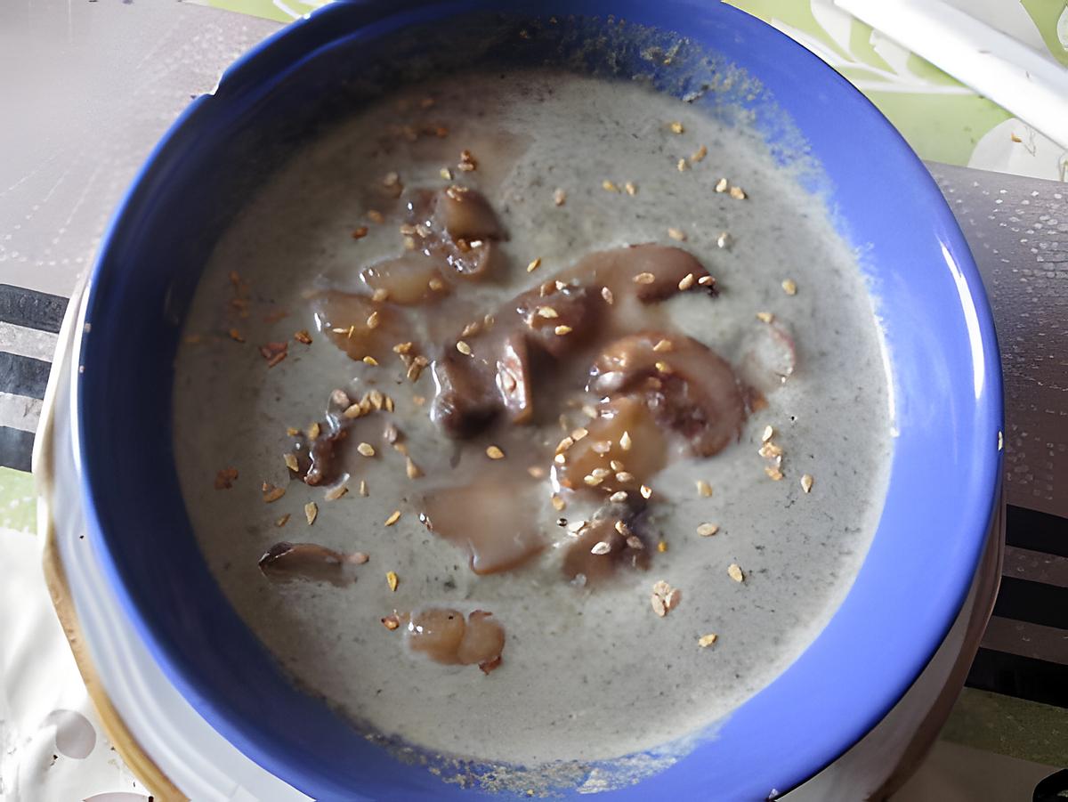 recette potage fanes de carottes  p de terre     champignons pétoncles sésame