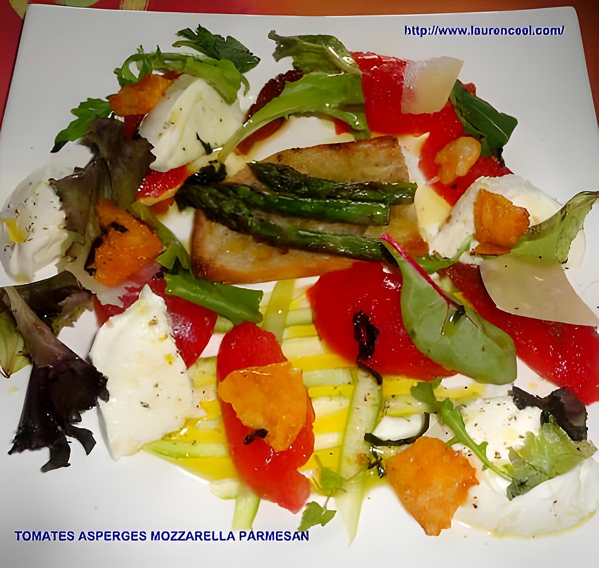 recette TOMATES ASPERGES MOZZARELLA PARMESAN