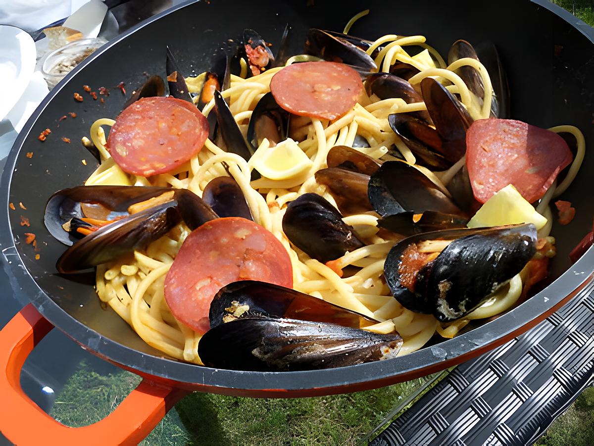 recette Luiguine au moules et chorizo