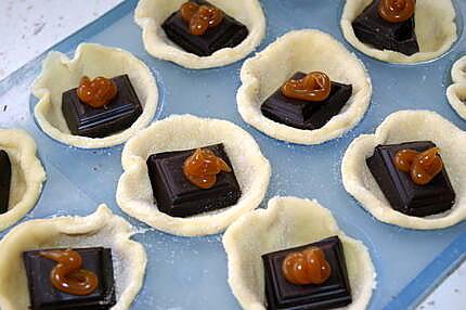 recette mini tartelettes chocolat/caramel/chantilly