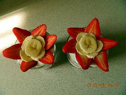 recette Verrine fraises banane sur fromage blanc