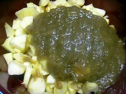 recette Compote de pommes. rhubarbe au micro-ondes.