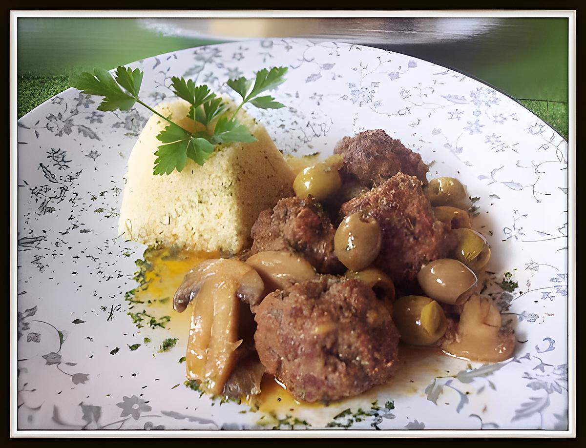 recette boulettes de viande aux olives et champignons