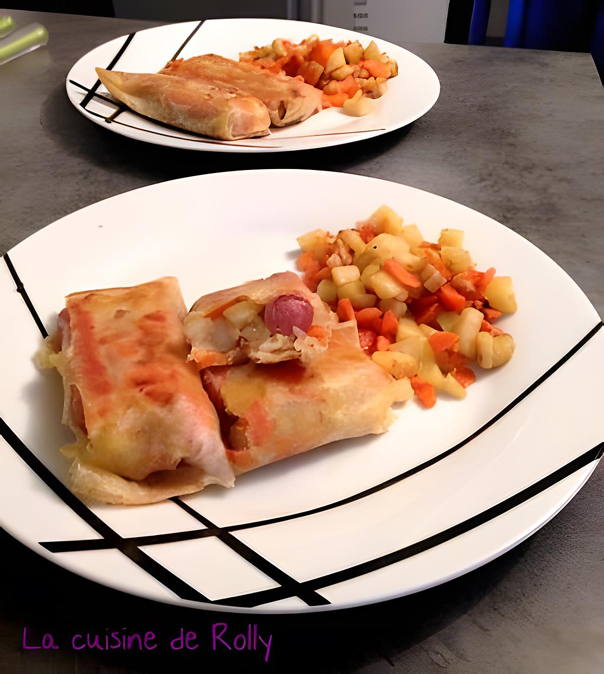 recette Bricks aux pommes de terre, carottes et knacks