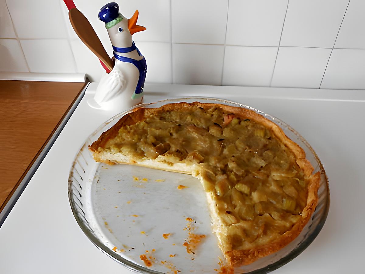 recette Tarte pomme banane rhubarbe à la poudre d'amande.