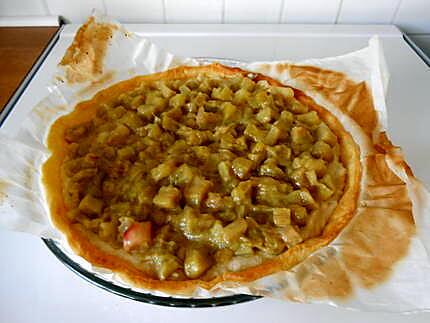 recette Tarte pomme banane rhubarbe à la poudre d'amande.