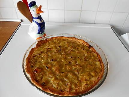 recette Tarte pomme banane rhubarbe à la poudre d'amande.