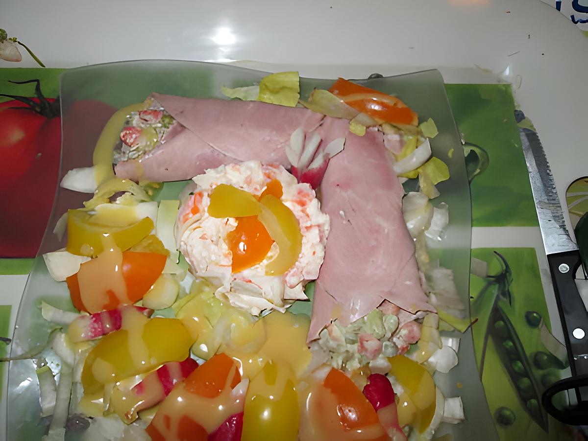 recette assiette      cornet  jambon  macédoine   et la bourrache