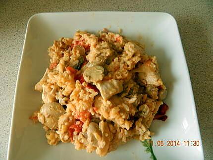 recette Filet de poulet au riz tomates et champignons