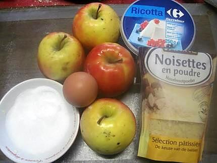 recette Tarte aux pommes. ricotta. noisettes.