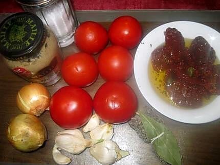 recette Sauce tomates et tomates séchées à la moutarde.