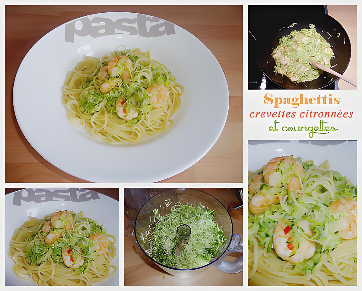 recette Spaghettis aux crevettes citronnées et aux courgettes