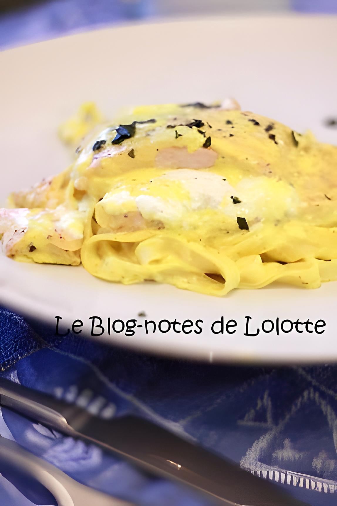 recette Saumon au chèvre frais, tagliatelles fraîches et sauce safranée