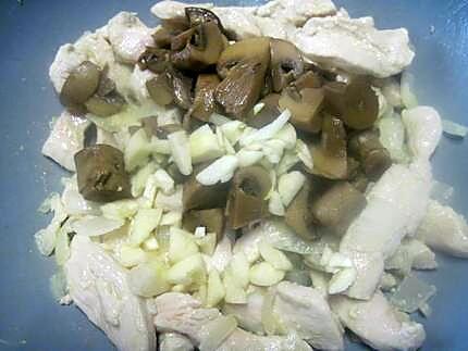 recette Emincés de poulet et pâtes Maccheroni al cingue.