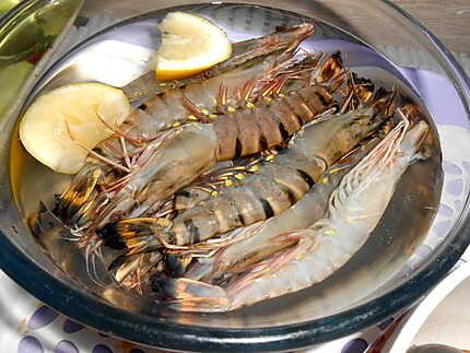 recette UNE PETITE ENTREE DE GAMBAS AU CITRON