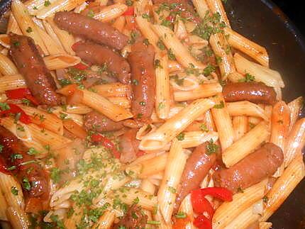 recette Penne regate aux merguez