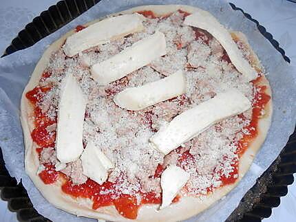 recette PIZZA  AU  THON  ET  FROMAGES  FONDANTS