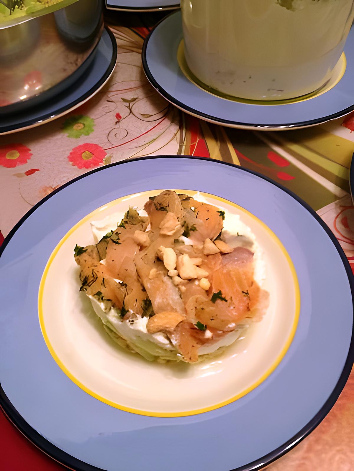 recette Tartare de concombre aux noix de cajou et au saumon