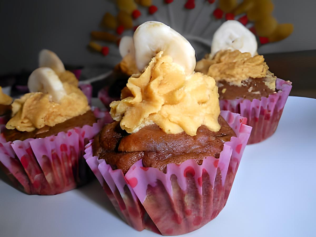 recette Cupcake banane chocolat ganache monté caramel beurre salé