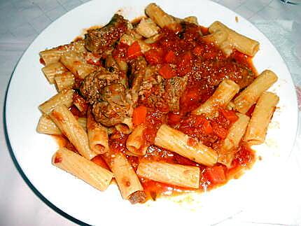 recette SAUCE  RAGOUT DE  SANGLIER  TORTIGLIONI