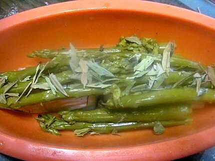 recette Pavés de cabillaud. asperges. feuilles de Myrte.