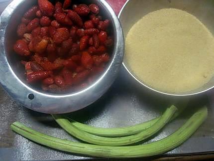 recette Confiture de fraises et rhubarbe.