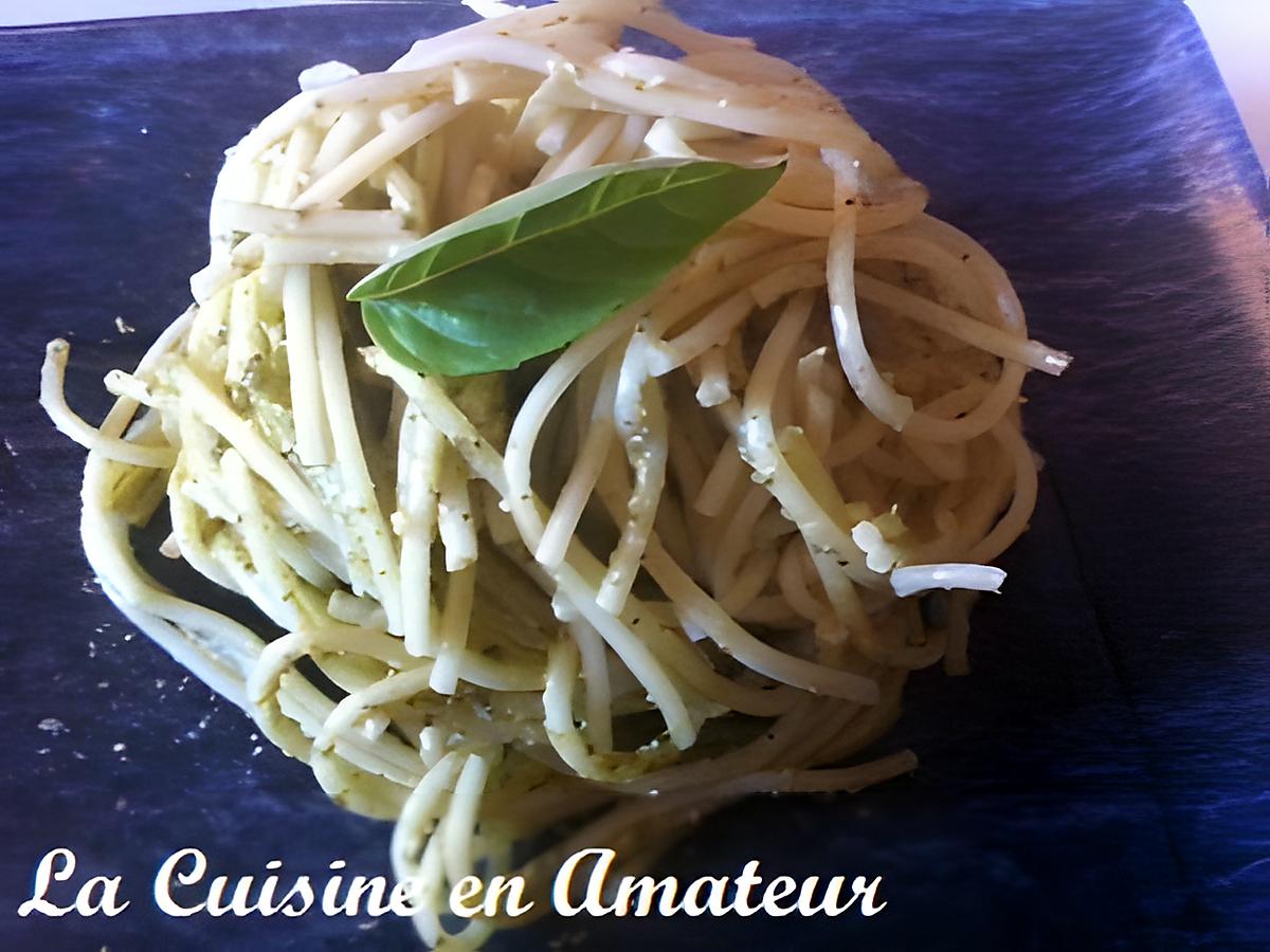 recette Spaghetti au pesto basilic