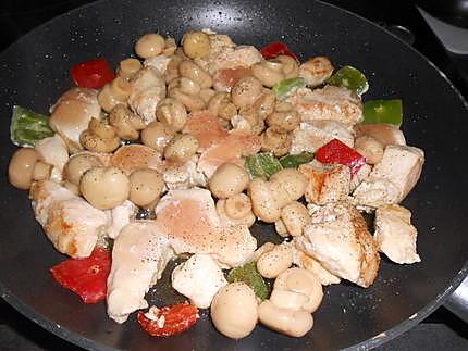 recette POULET  SAUCE  CURRY  ET  CHAMPIGNONS