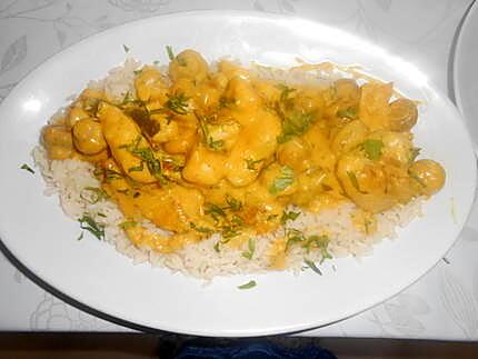 recette POULET  SAUCE  CURRY  ET  CHAMPIGNONS