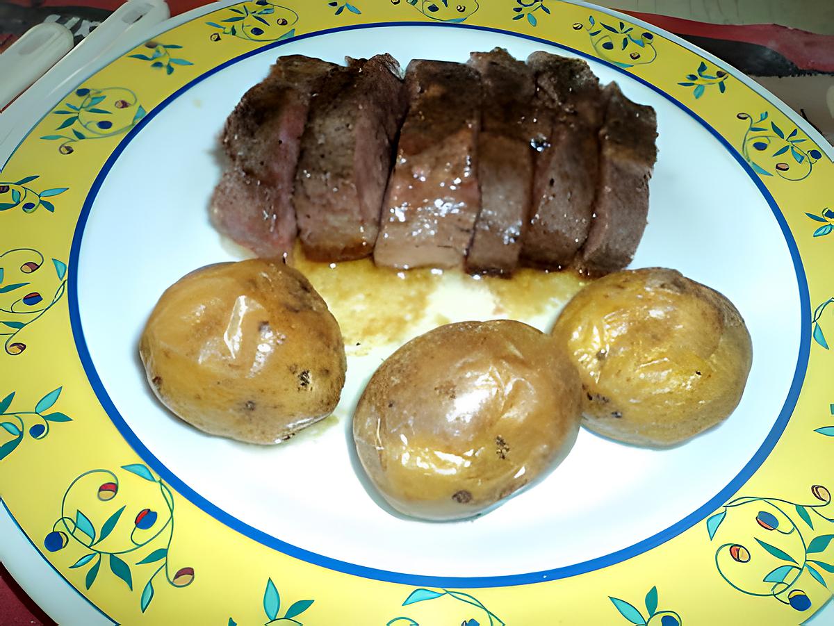 recette Magret canard au miel & pomme de terre rôties