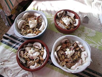 recette assiette fruits de mer    et asperges  champignons de  félicia  et idée de kadérik