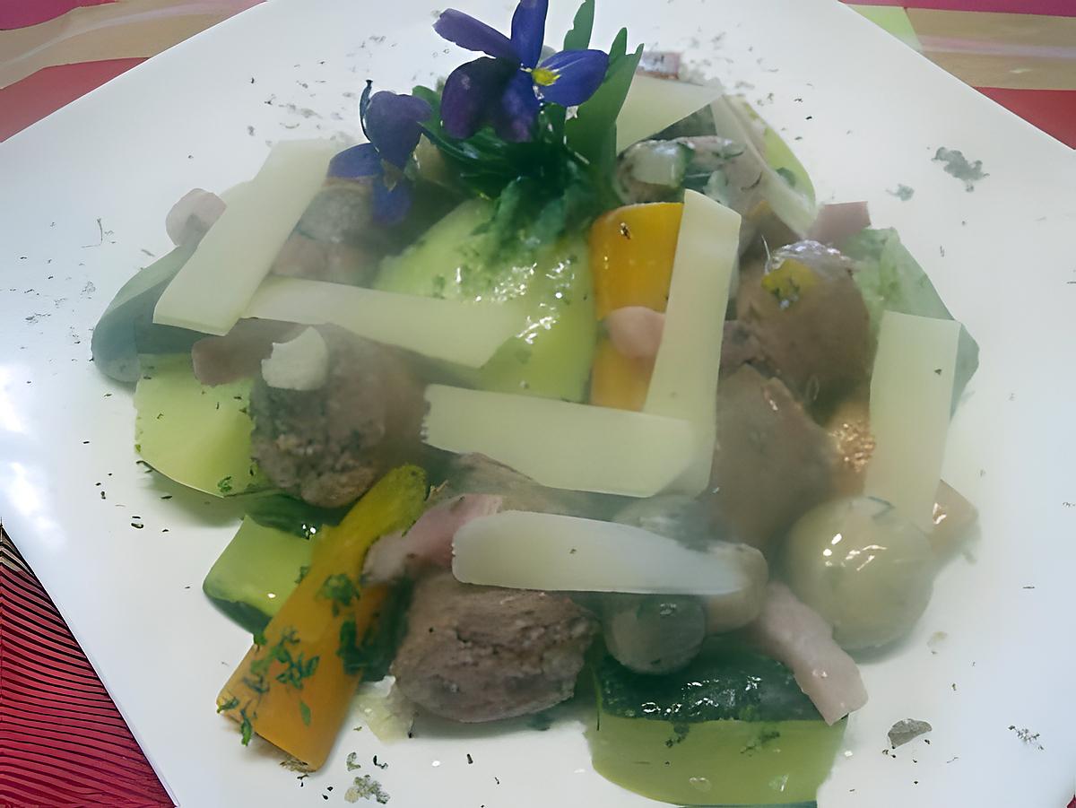 recette Saucisses de Toulouse au quatre légumes.