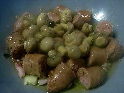 recette Saucisses de Toulouse au quatre légumes.