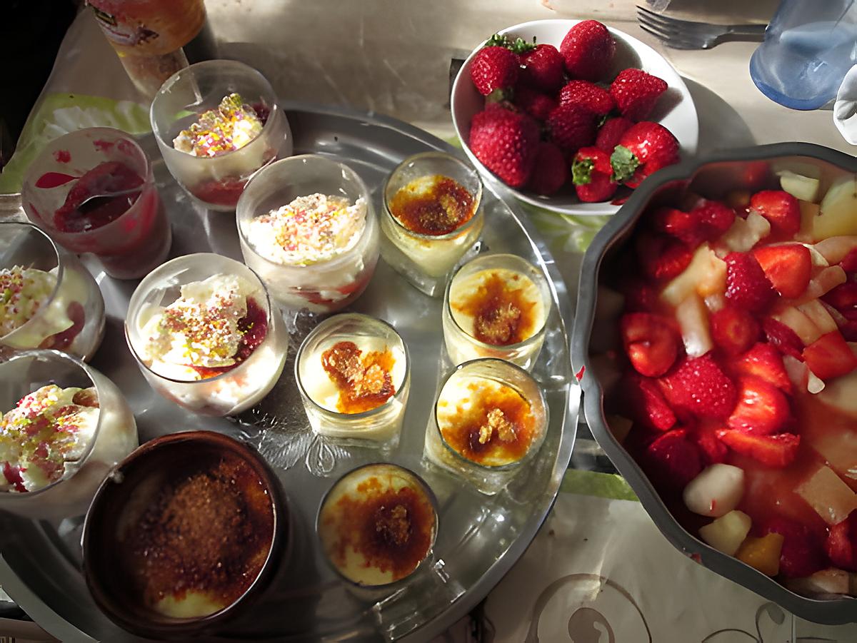 recette dessert créme brulée ,, verrines fraises et