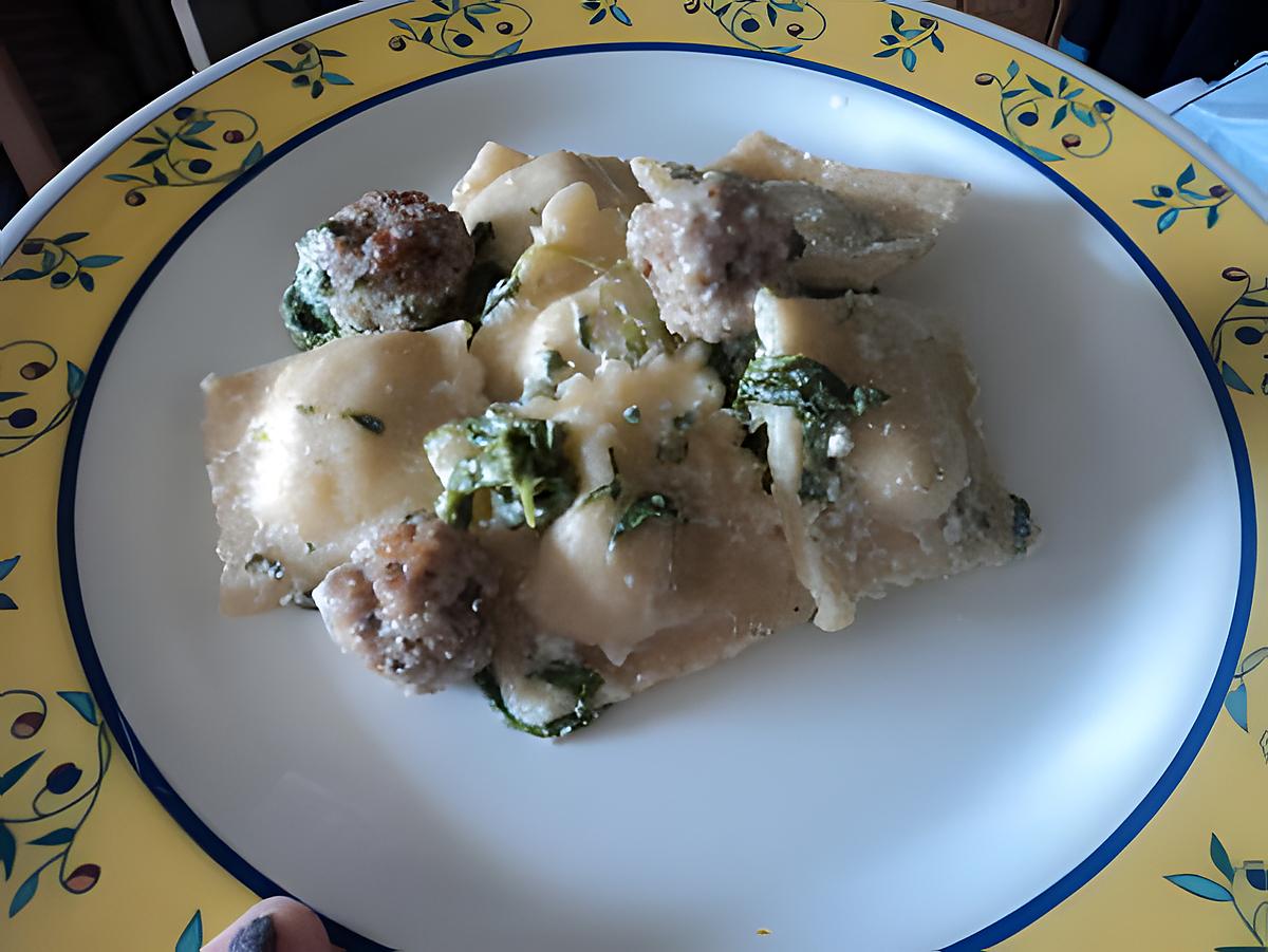 recette Raviolis de boeuf sauce chevre et epinard