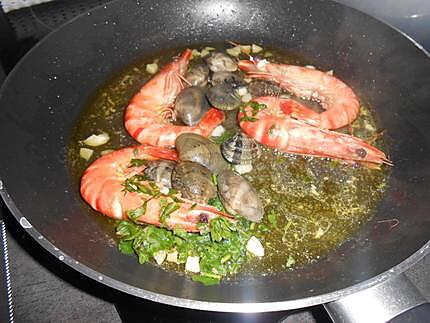 recette SPAGHETTADE  VONGOLE  E  GAMBAS