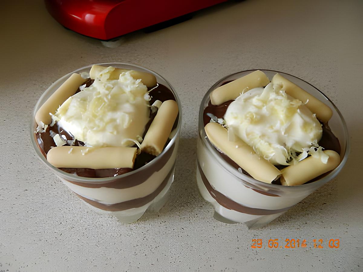 recette Verrine Danette chocolat et mousse chocolat blanc