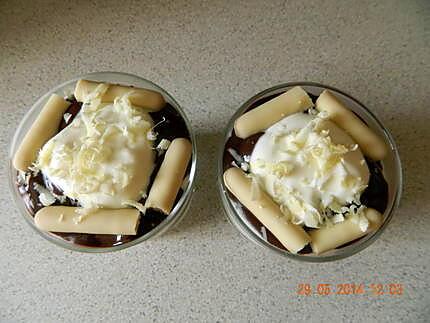 recette Verrine Danette chocolat et mousse chocolat blanc